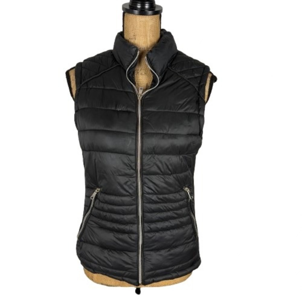 YMI‎ Collection Black Puffer Vest Full Zip Front Classic Winter Layer Size Large